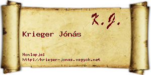 Krieger Jónás névjegykártya